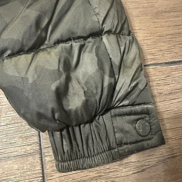 Moncler Maya Giubbotto Green Camo Coat Boys 6 Green Zip Up Down Feather Jacket - Picture 4 of 16